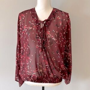 Express Cranberry Floral Top